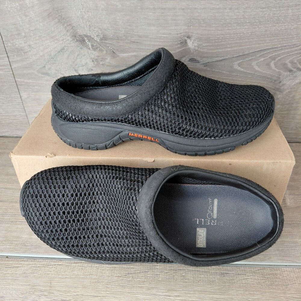 Merrell Encore Breeze Shoes Womens Size 8.5 Black Comfort Ortholite Clogs Mules